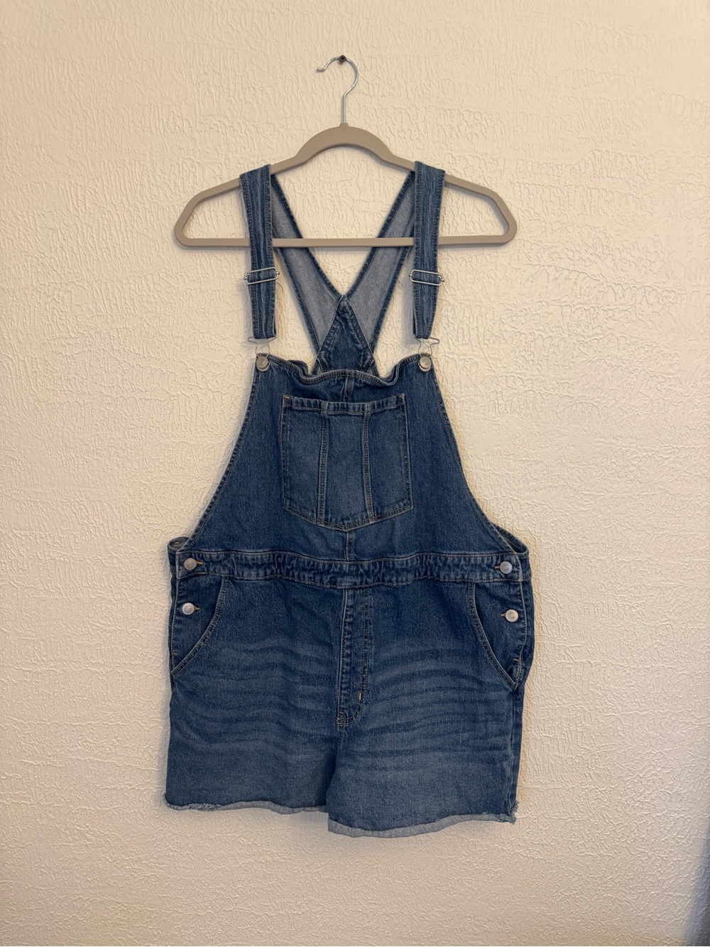 No Boundaries Dark Blue Denim Short Overalls